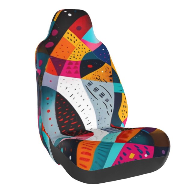 Wukai Abstract Jazz Instrumental Full Set Car Seat Covers with Soft Padding Universal Auto Front Seats Protector and Cushion Mat