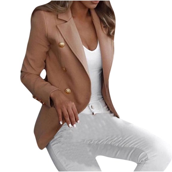 Tejiojio Jackets Clearance Women's Fashion Slim Fit Solid Color Small Suit Coat Leisure Office Suit Coat