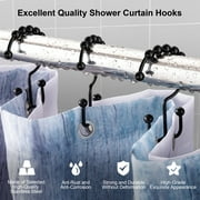 Siaomo Shower Curtain Hooks Rings, Premium Stainless Steel Rustproof Double Glide Shower Hooks for Bathroom Shower Rods Curtains,Double Hooks-Set of 12, Black
