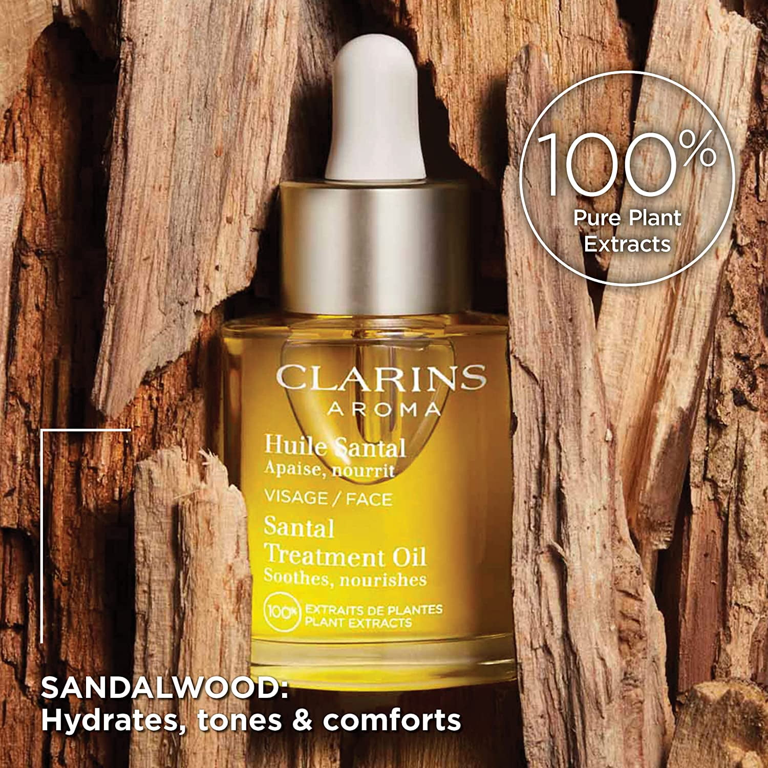 Clarins 277980 1 oz Face Treatment Oil for Dry Skin - Santal