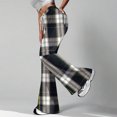 thumbnail image 4 of Women's Fashion Loose Drawstring Waist Plaid Printed Casual Sports Flared Pants, Elastic Joggers Sweatpants, Stylish Yoga Pants for Women,Dark Gray,2XL, 4 of 8