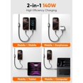 thumbnail image 2 of USB C Cable 2-in-1, Long 6ft USBC to Dual USB-C, USB C 140W Max PD Charging Type C Splitter for iPhone 16/15, MacBook, iPad, Carplay&Android Auto,Cellphone,Tablet and All USBC Device, 2 of 6