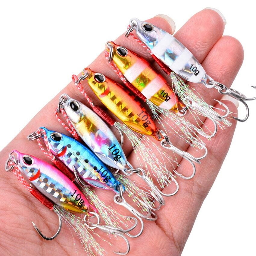 7 Pack Metal Cast Jig Spoon 10-40g Shore Casting Jigging Bass Lure Saltwater