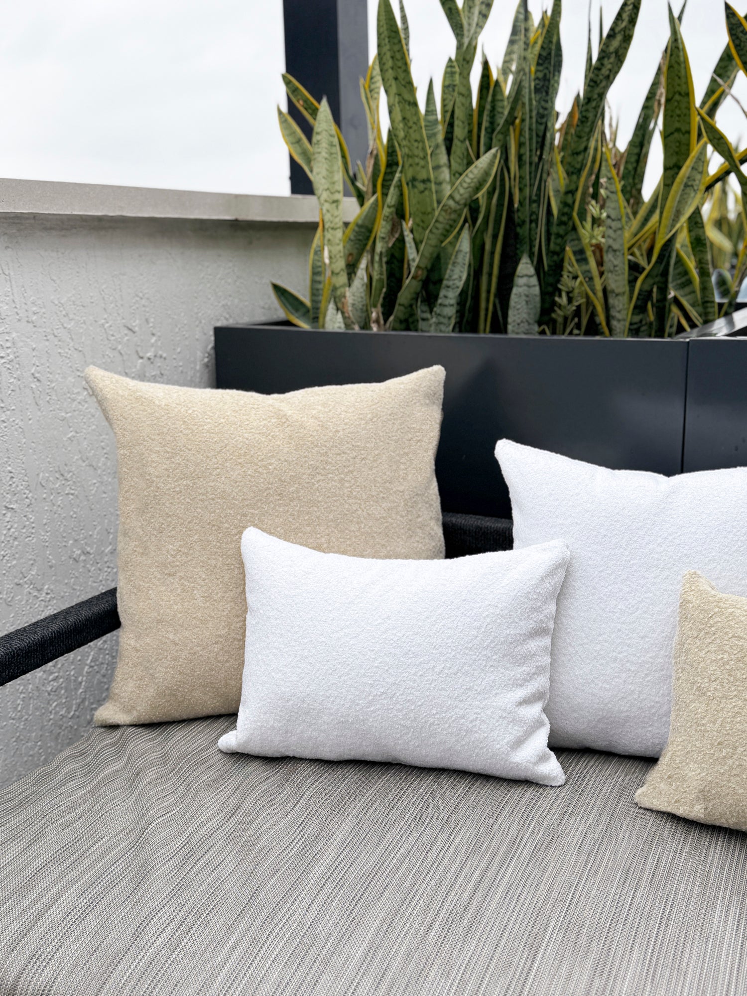 Beige Boucle 24x24 Indoor Outdoor Pillow Default Title