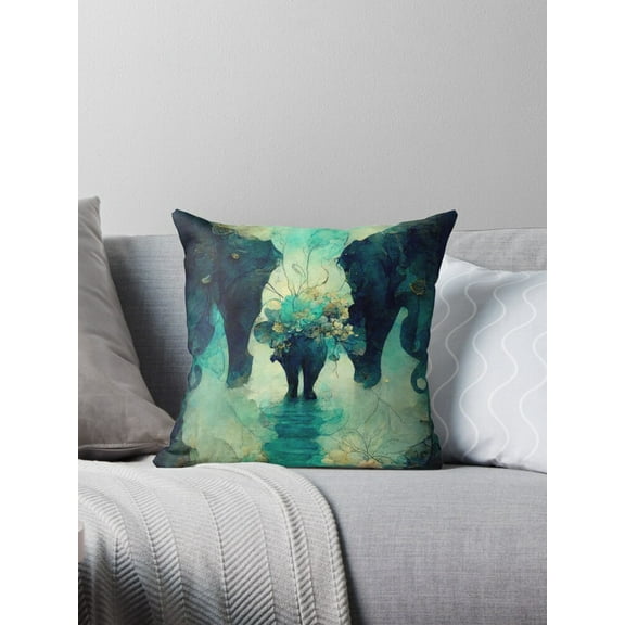 Ryan; Gentle Giant Elephant Child Throw Pillow, Cute Animal Themed Decorative Cushion for Kids’ Bedroom and Nursery Decor