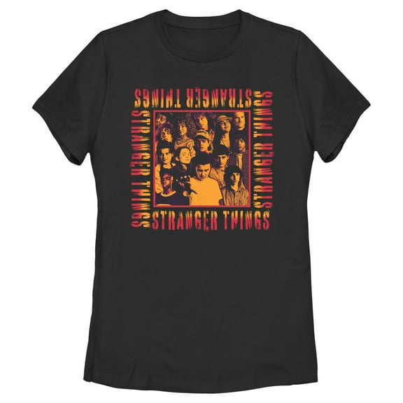 Netflix Women's Stranger Things Orange Group Shot Boxed Up Graphic T-Shirt