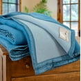 thumbnail image 2 of Poyet Motte Aubisque Heavyweight 100% Wool All Natural Blanket, Full/Queen Size, Blue/Light Blue, 2 of 9