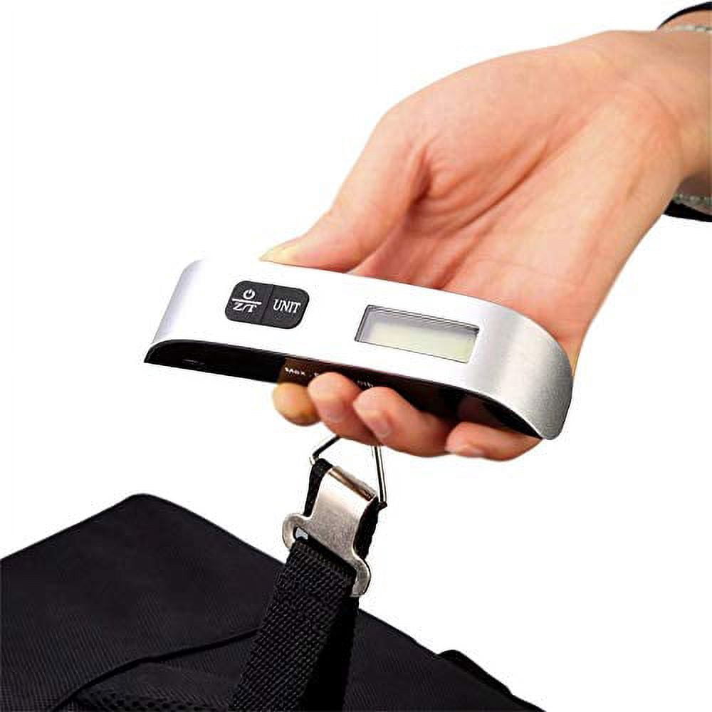 K-Cliffs Luggage Scale Digital Hanging Travel Baggage Mini Handheld Weight Silver 2 Pcs