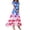 Blue, variant on Women's Patriotic American Flag Maxi Dress V Neck Short Sleeve Independence Day Stars and Stripes Casual Summer Dress for Beach and Holiday Celebrations Multicolor L