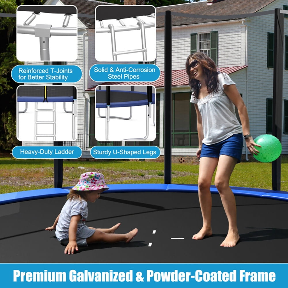 Aimee Lii 10 Feet Outdoor Trampoline Bounce Combo with Safety Closure Net Ladder, Outdoor Trampoline for Kids