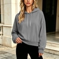 thumbnail image 2 of Hurxie Women's Hoodies Sweatshirts Cute Long Sleeve Tops Loose Fleece Pullover Shirts Gray,L, 2 of 6