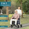 thumbnail image 2 of Andador ELENKER con ruedas y amortiguador, 2 en 1, con asiento y ruedas todoterreno para personas mayores, color azul, 2 of 5