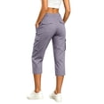 thumbnail image 4 of Costeam Womens Solid Color High Waist Straight Leg Cropped Capris and Shorts with Side Pockets Loose Fit Elastic Waist Dual Style Casual Bottom Pants, 4 of 6