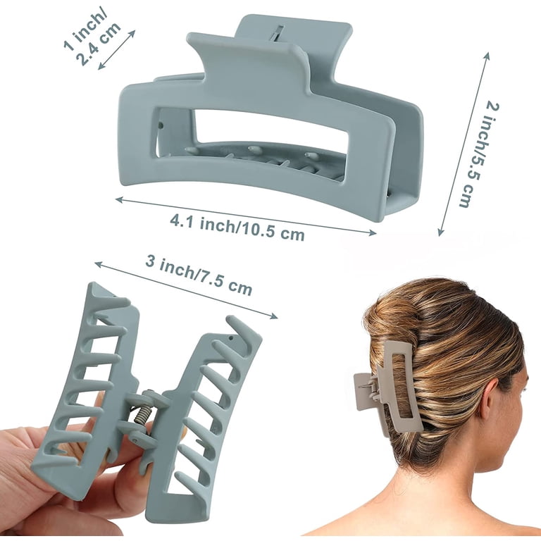 Big Hair Claw Clips Pack of 6, Non-slip Rectangular Claw  display picture 2