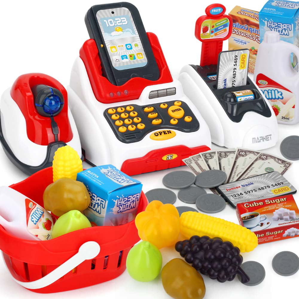 Kids Fast-Food Restaurant Pretend Play Set w/ Cash Register Toy Xmas Gift 