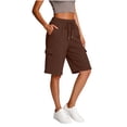 thumbnail image 5 of Pounoo Bermuda Shorts for Women Drawstring Elastic Waist Cargo Pocket Detail Loose Fit Bottoms Summer Casual Durable Slacks, 5 of 6