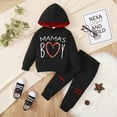 thumbnail image 3 of 3T Baby Boys Clothes Baby Boy Outfits 3-4T Toddler Boys Letter Print Long Sleeve Hooded Tops Ripped Pants 2PCS Set Black, 3 of 7