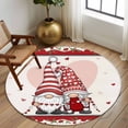 thumbnail image 3 of Valentines Day Large Area Rugs for Bedroom Living Room, Soft Non Slip Carpet Bedside Rug, Romantic Gnomes Love Heart Red Rose Round Floor Cover Kitchen Accent Rug 6' for Dining Room/Office, 3 of 9