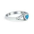 thumbnail image 2 of Filigree Heart Ring Lab Created Blue Opal Oxidized 925 Sterling Silver Size 10, 2 of 7