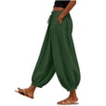 thumbnail image 5 of VBVC Women's Cotton Linen Harem Joggers Pants , Baggy Drawstring Boho Trousers For Women , Ladies' Summer Beach Pants with Pockets, S-2XL, 5 of 6