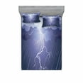 thumbnail image 2 of Ambesonne Grey Fitted Sheet & Pillow Sham Set, Thunderstorm Dark Clouds, Twin, Blue, 2 of 3