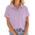 thumbnail image 2 of Clothing T Shirts for Women Women Short Sleeved Casual Stand Up Collar Buckle Top Casual Collar Loose Top Summer Tops for Women 2026 Womens Blouses, 2 of 4