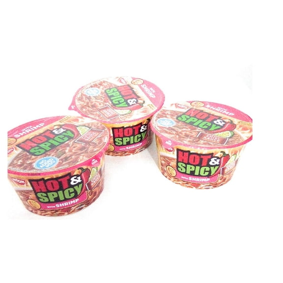 Hot and Spicy Instant Bowl Noodles (Shrimp Flavor) - 3.27oz [Pack of 3]