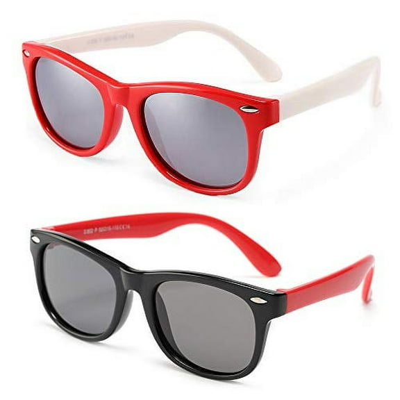 Kids Polarized Sunglasses for Children Age 4-12 Years Old, Girl or Boy Styles, Pack of 2