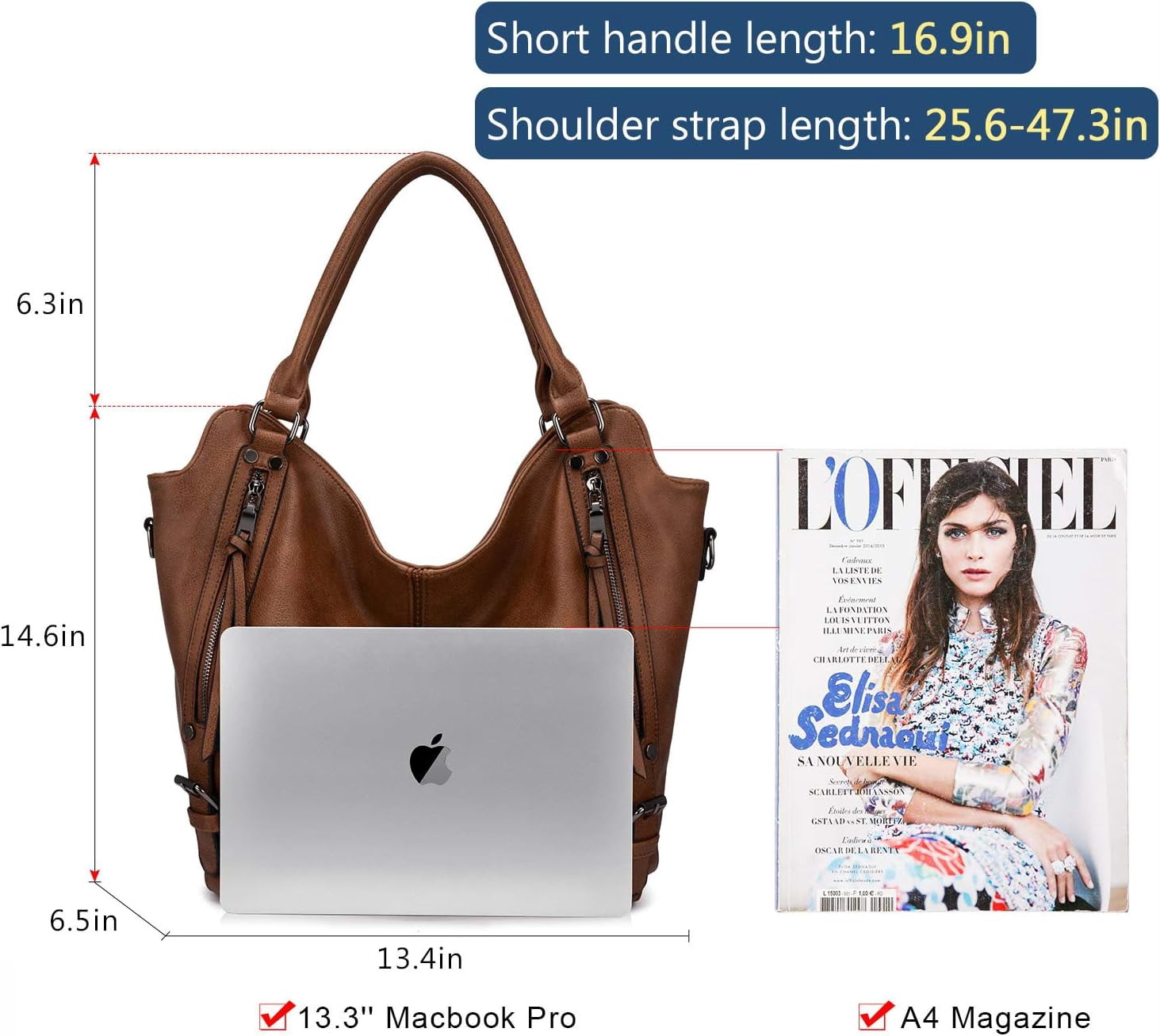Kwuty Tote Bag for Women PU Leather Shoulder Bags Fashion Hobo Bags Large Purse and Handbags with Adjustable Shoulder Strap