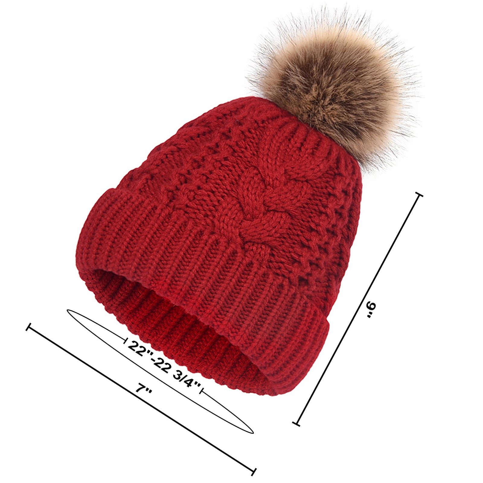 Toptie Womens Winter Fleece Lined Cable Knit Hat Faux Fur  display picture 2