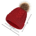 thumbnail image 2 of Toptie Womens Winter Fleece Lined Cable Knit Hat Faux Fur Pom Pom Beanie Hat-White, 2 of 7