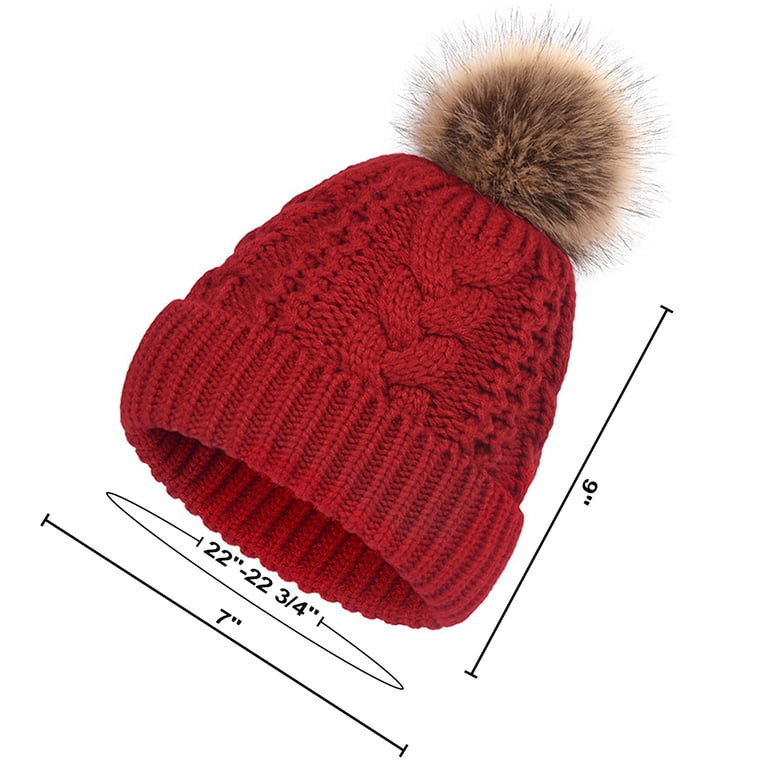 Toptie Womens Winter Fleece Lined Cable Knit Hat Faux Fur  display picture 1