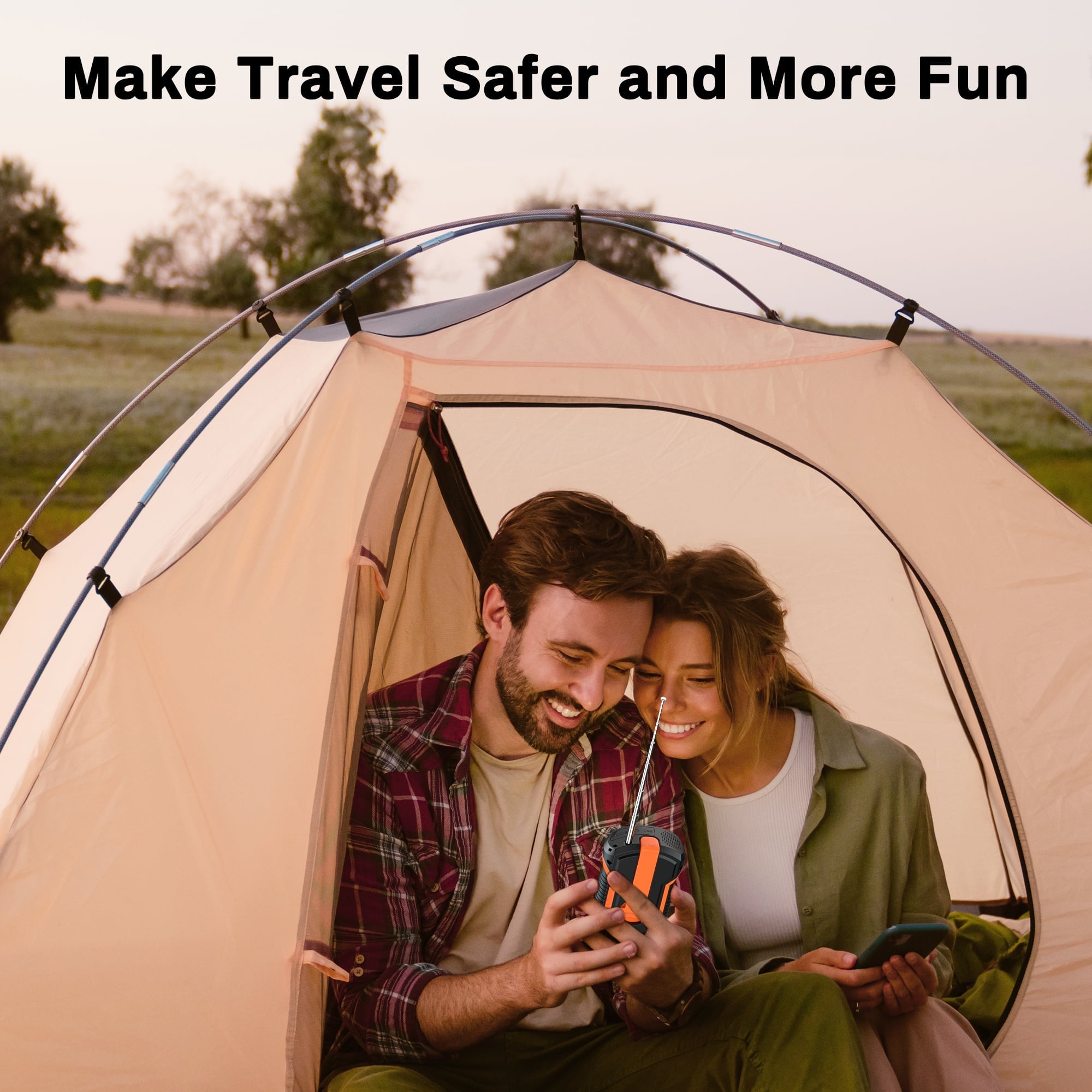 TOPVISION Emergency Radio, Bluetooth Weather Radio with NOAA/AM/FM, Solar/USB-C/Hand Crank Charging, SOS Alarm, Waterproof Flashlight, Headphone Jack, Portable Radio for Home, Camping & Outdoor