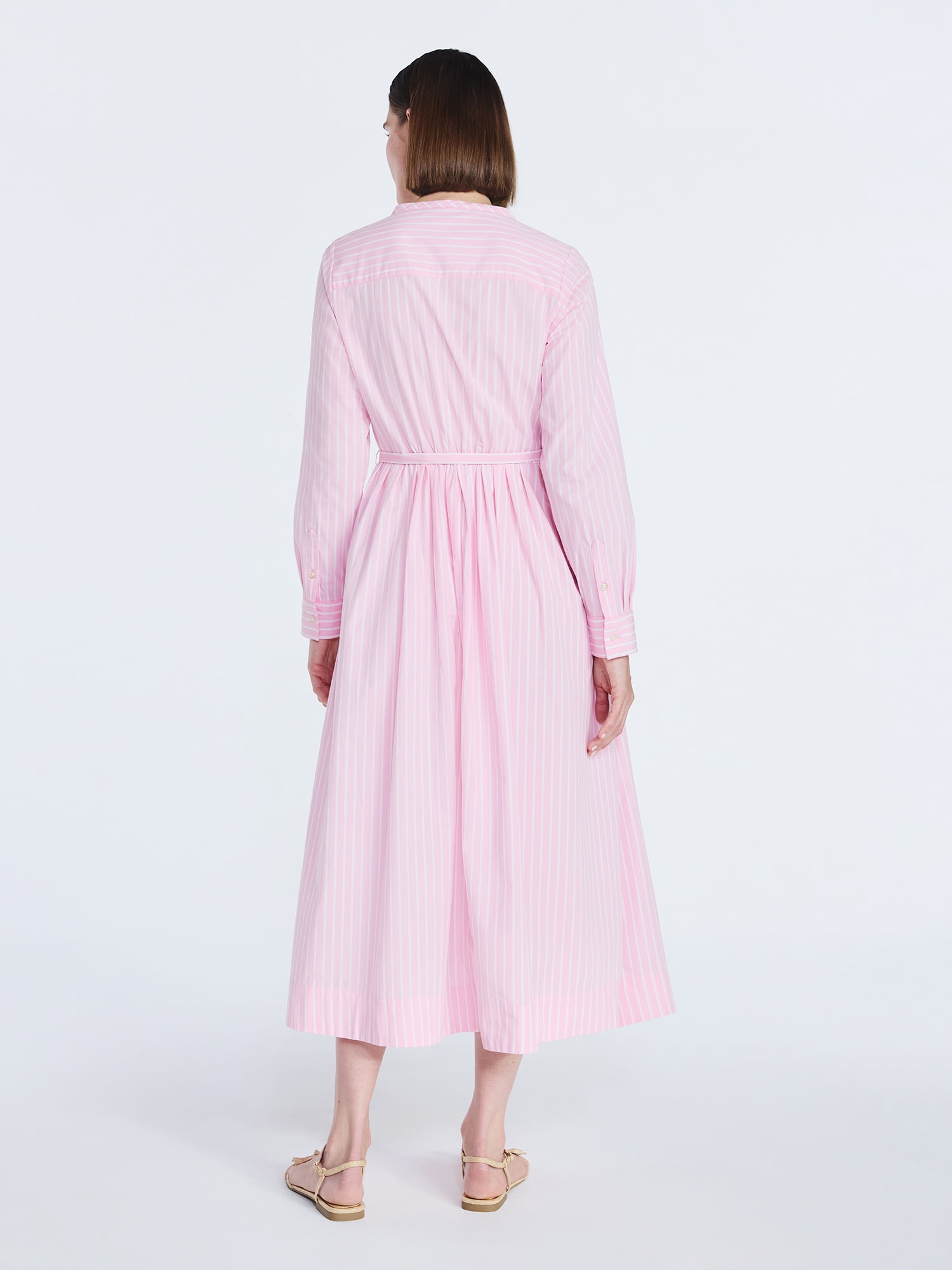 Free Assembly Women's and Women's Plus Pleated Cotton Midi Shirtdress with Long Sleeves, Sizes XS-4X