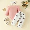 thumbnail image 3 of Baby Outfits For Girls Long Sleeve Cartoon Prints Romper Bodysuit Pants Headbands Baby Girl Clothes 12 Months-18 Months, 3 of 7