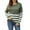 Army Green, variant on Womens Sweater Stripe Print Patchwork Long Sleeve Crew Neck Knitted Loose Fit Pullover Tops