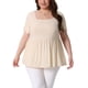 thumbnail image 1 of Camisas de mujer de talla grande Agnes Orinda, blusas de peplum sólido, cuello cuadrado, estilo babydoll, 1X beige, 1 of 6