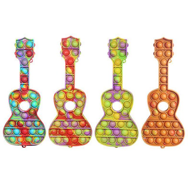 Juguete sensorial de burbujas de empuje BuyWeekMX juguete de silicona colorido en forma de guitarra