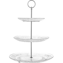 Royalty Art 3-Tiered Serving Stand (Glass) Beautiful, Elegant Dishware Serve Snacks, Appetizers, Cakes, Candies Durable, Reusable Party or Holiday Hosting (SILVER)