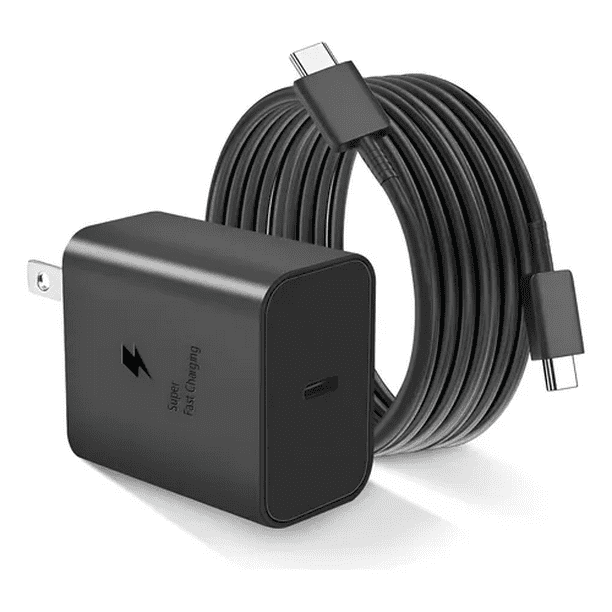 Súper Rápido Cargador 45W con Cable USB-C para Samsung Galaxy, Carga Turbo Segura y Compacta – Color Negro