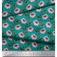 thumbnail image 3 of Soimoi Green Cotton Poplin Fabric Leaves & Anemone Floral Printed Craft Fabric by the Yard 58 Inch Wide, 3 of 3