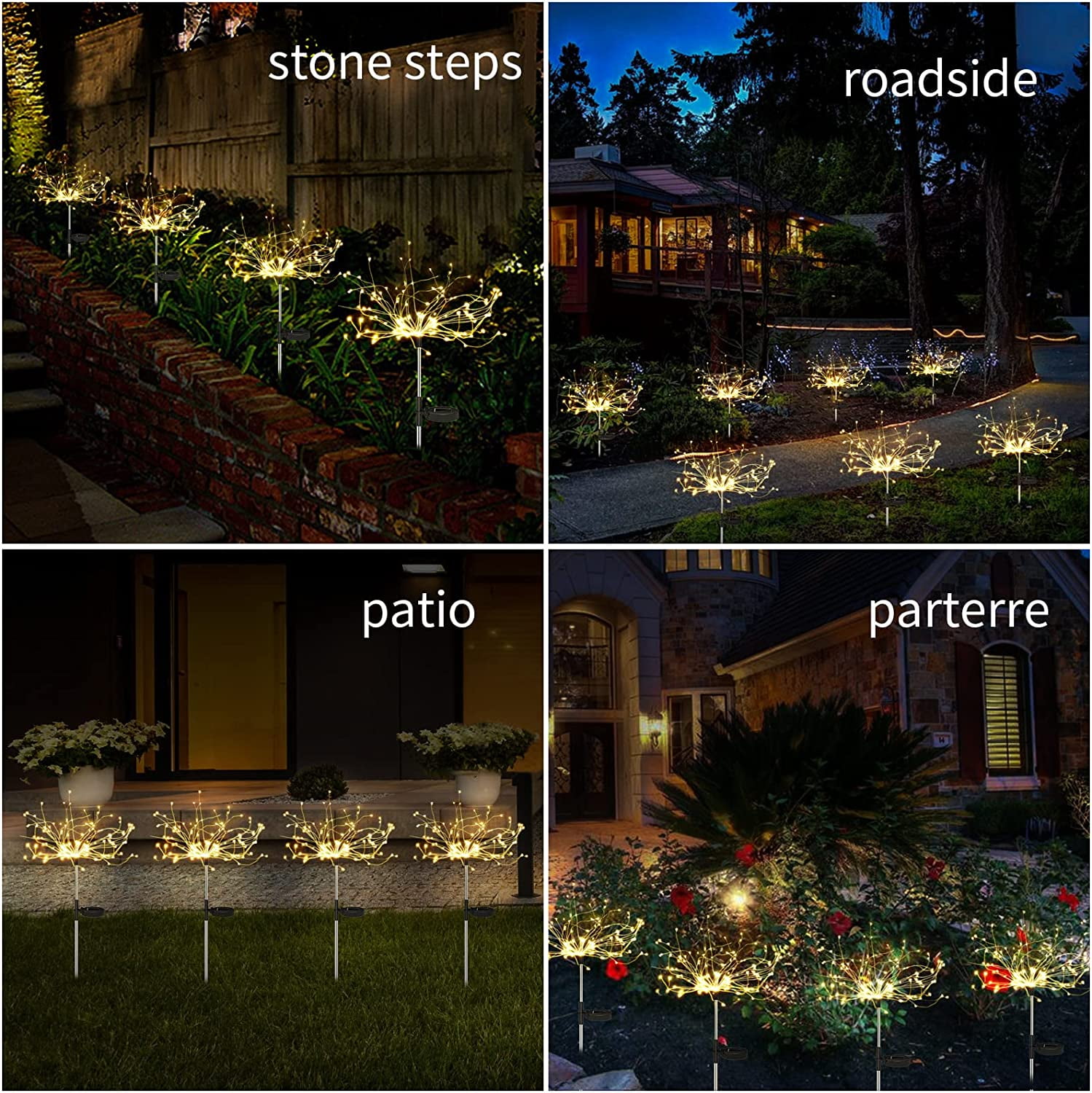 Solar Garden Lights Solar Firework Lights 120 LED 2 Pack, Waterproof Solar Lights Outdoor Garden Fairy for Outside Landscape, Yard Decor, Lawn, Patio, Christmas Decoration Parties (Warm White)