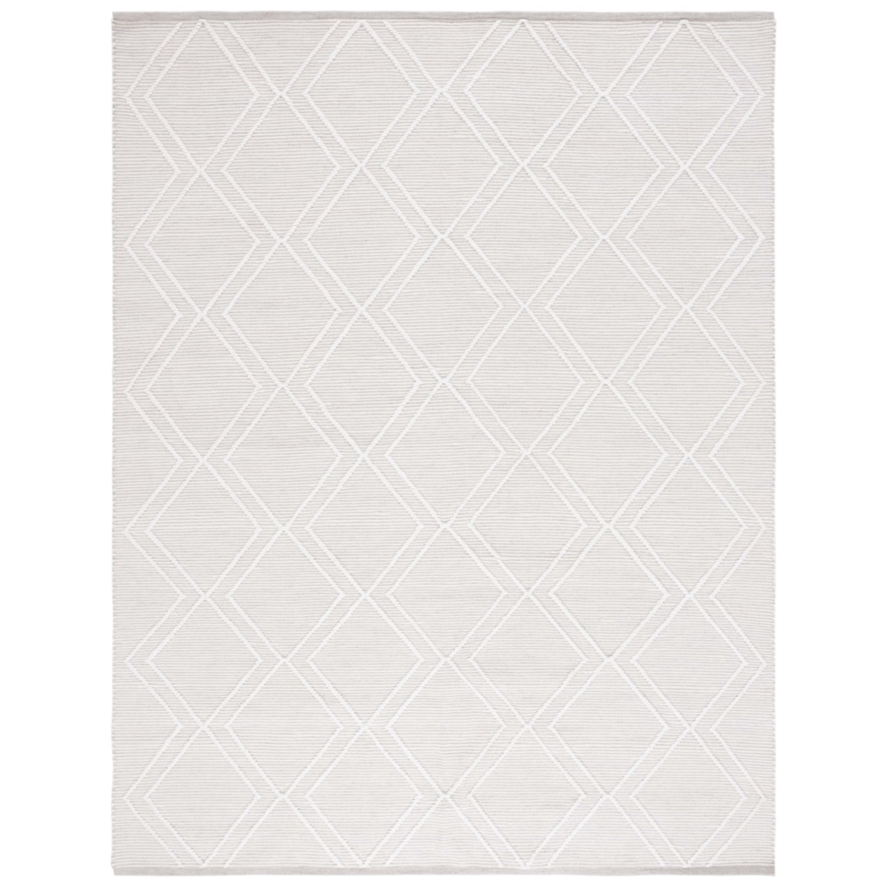 SAFAVIEH Kilim Meryll Diamond Polyester Area Rug, Light Grey/Ivory, 6' x 9'