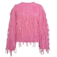 thumbnail image 4 of Guieoi Womens Sweaters 2025 Womens Sweaters Clearance Loose Tassel Winter Trendy Casual Solid Round Neck Pullover Sweater Top Pink Black*Friday/Cyber*Monday Clearance, 4 of 5