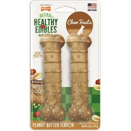 Nylabone Natural Healthy Edibles Peanut Butter Flavor Chew Treats Wolf - 2