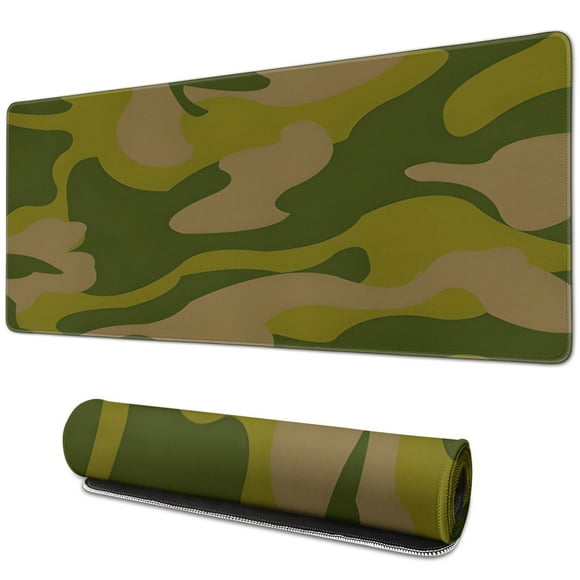 Green Military Camouflage mouse Padswaterproofnon Slip for Office Home Work Gaminggaming Mouse PadRubber Base Mousepad with Stitched Edges 31.5x11.8inches