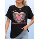 thumbnail image 1 of Camiseta de algodón con estampado de esqueleto y corazón para San Valentín para mujer: cuello redondo, manga corta, corte informal. Para adultos, hombres, mujeres, adolescentes, jóvenes., 1 of 5