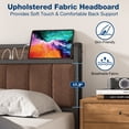 thumbnail image 3 of Lusimo Bed Frame Twin, Metal Platform Bed Frame with Fabric Upholstered Headboard and Charging Station No Box Spring Needed Easy Assembly, Brown, 3 of 10