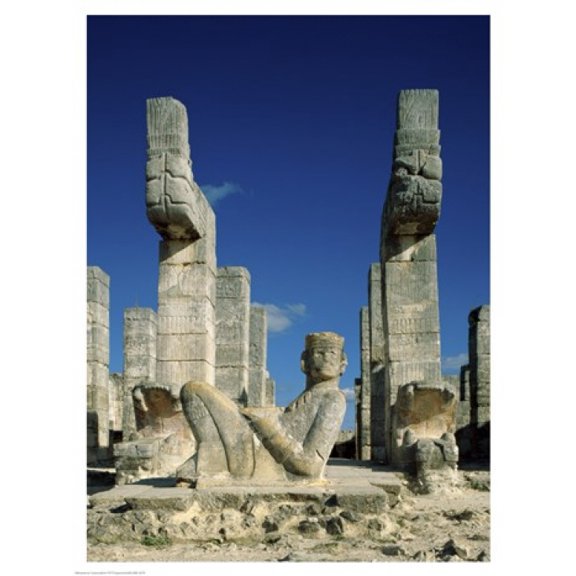Mayan Statues Temple of the Warriors Canvas Art -  (18 x 24)