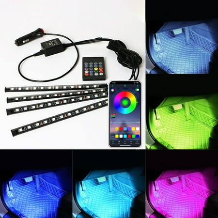 4 PCS Lampe Voiture Interieur USB Rubans LED Lampe Décoration Multicolore  Allume Cigare Éclairage Intérieur de Voiture Néon Bande Lumineuse de  Musique pour TV Auto Voiture